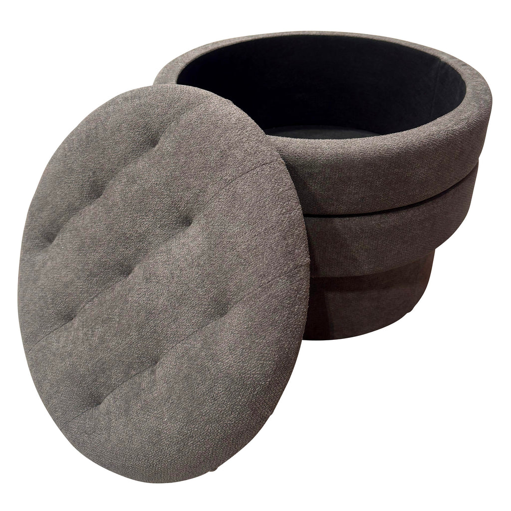Kepler Round Storage Ottoman (Warm Charcoal)