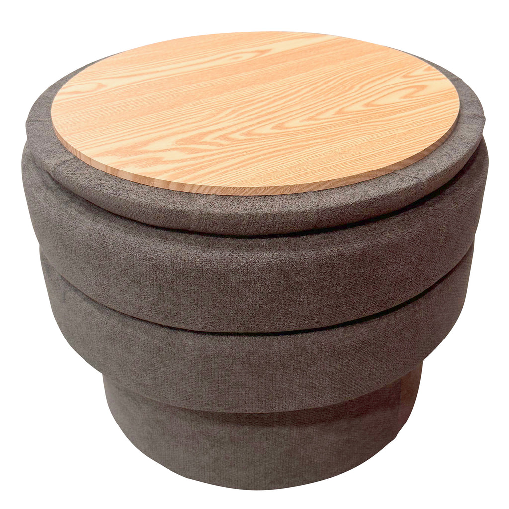 Kepler Round Storage Ottoman (Warm Charcoal)
