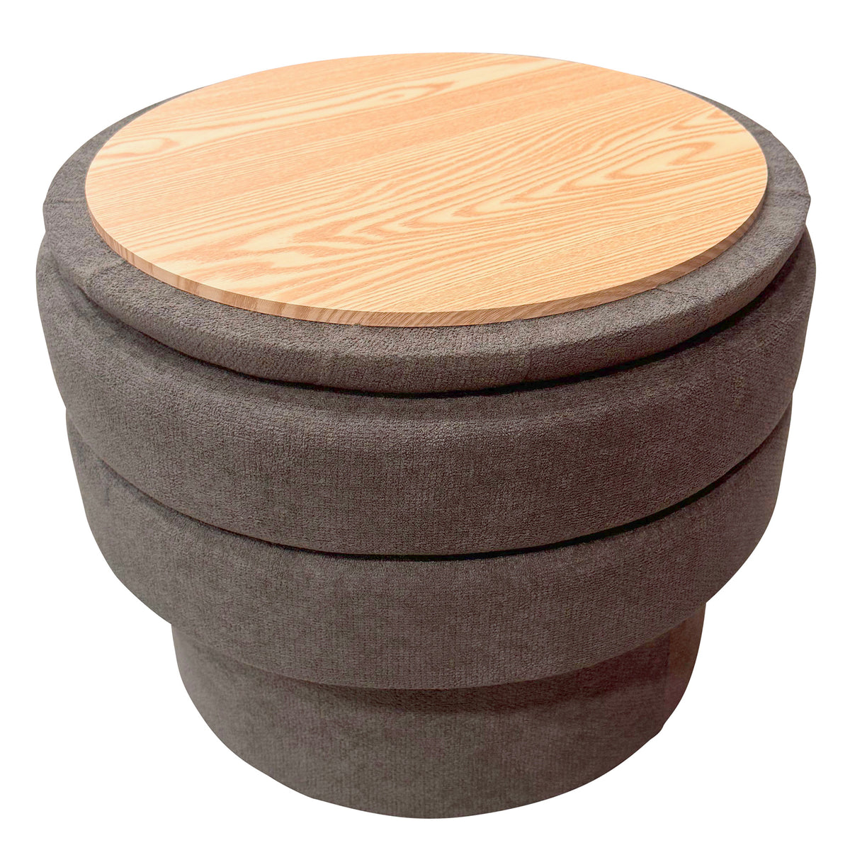 Kepler Round Storage Ottoman (Warm Charcoal)