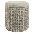 Indigo Round Storage Ottoman (Beige Charcoal)