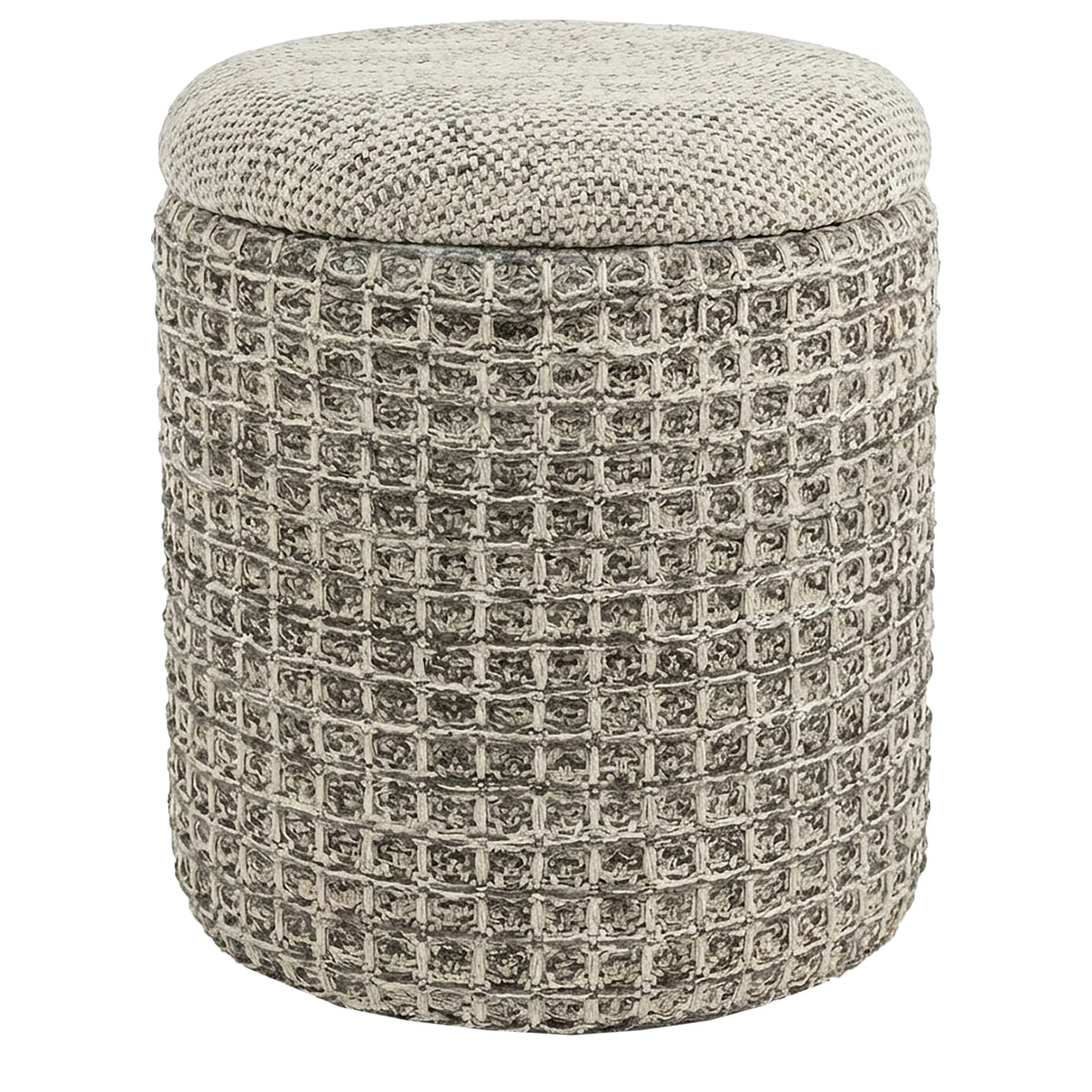 Indigo Round Storage Ottoman (Beige Charcoal)