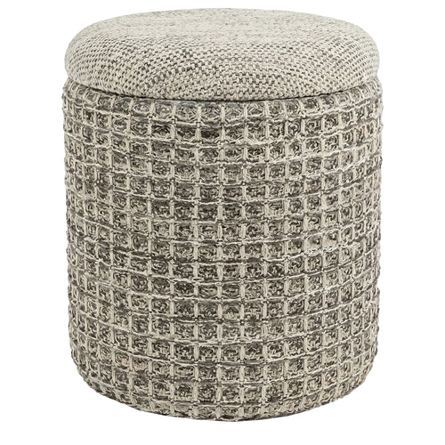 Indigo Round Storage Ottoman (Beige Charcoal)