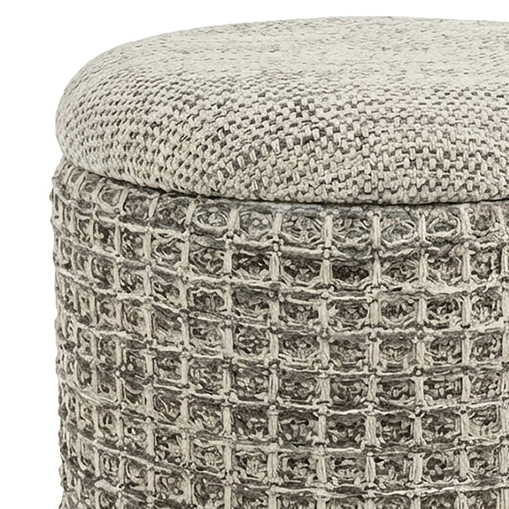 Indigo Round Storage Ottoman (Beige Charcoal)