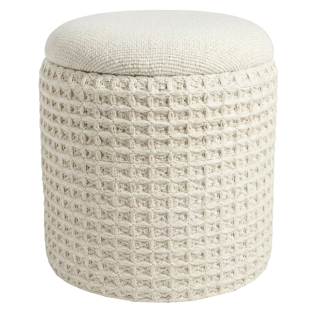 Indigo Round Storage Ottoman (Ivory)