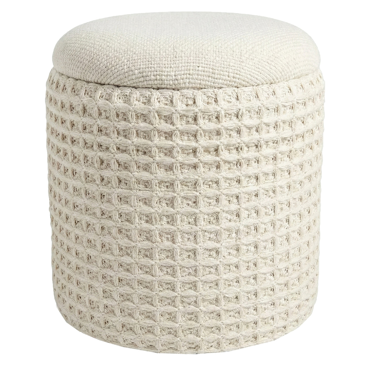 Indigo Round Storage Ottoman (Ivory)