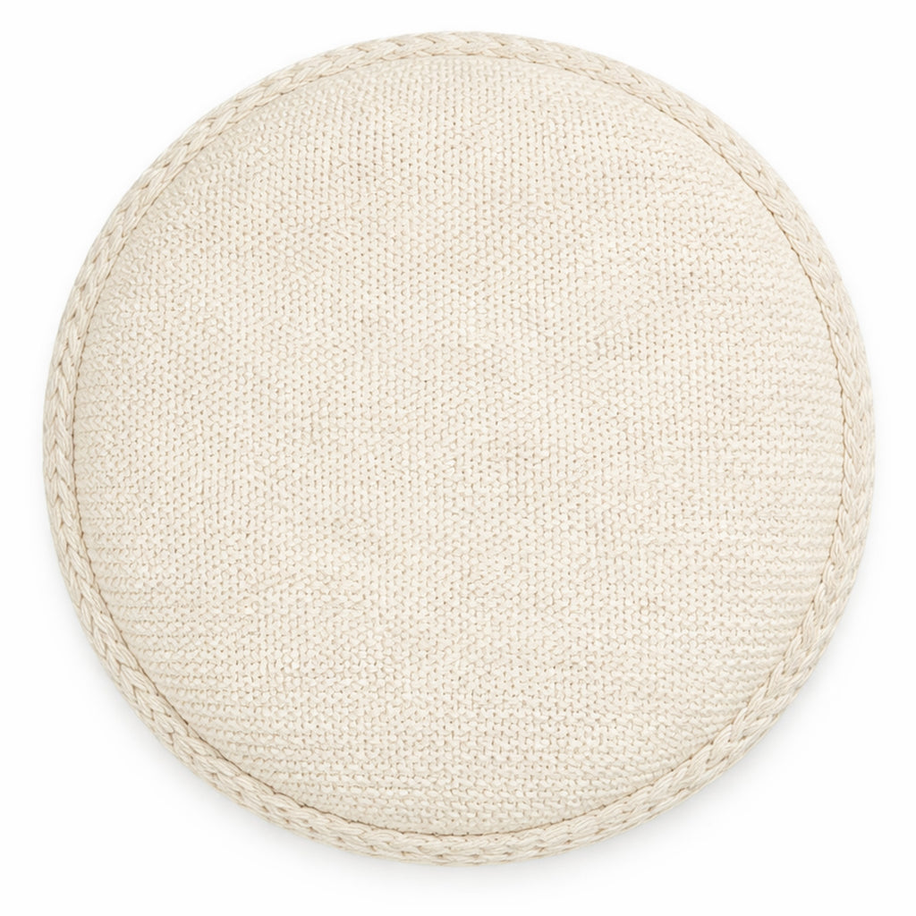 Indigo Round Storage Ottoman (Ivory)