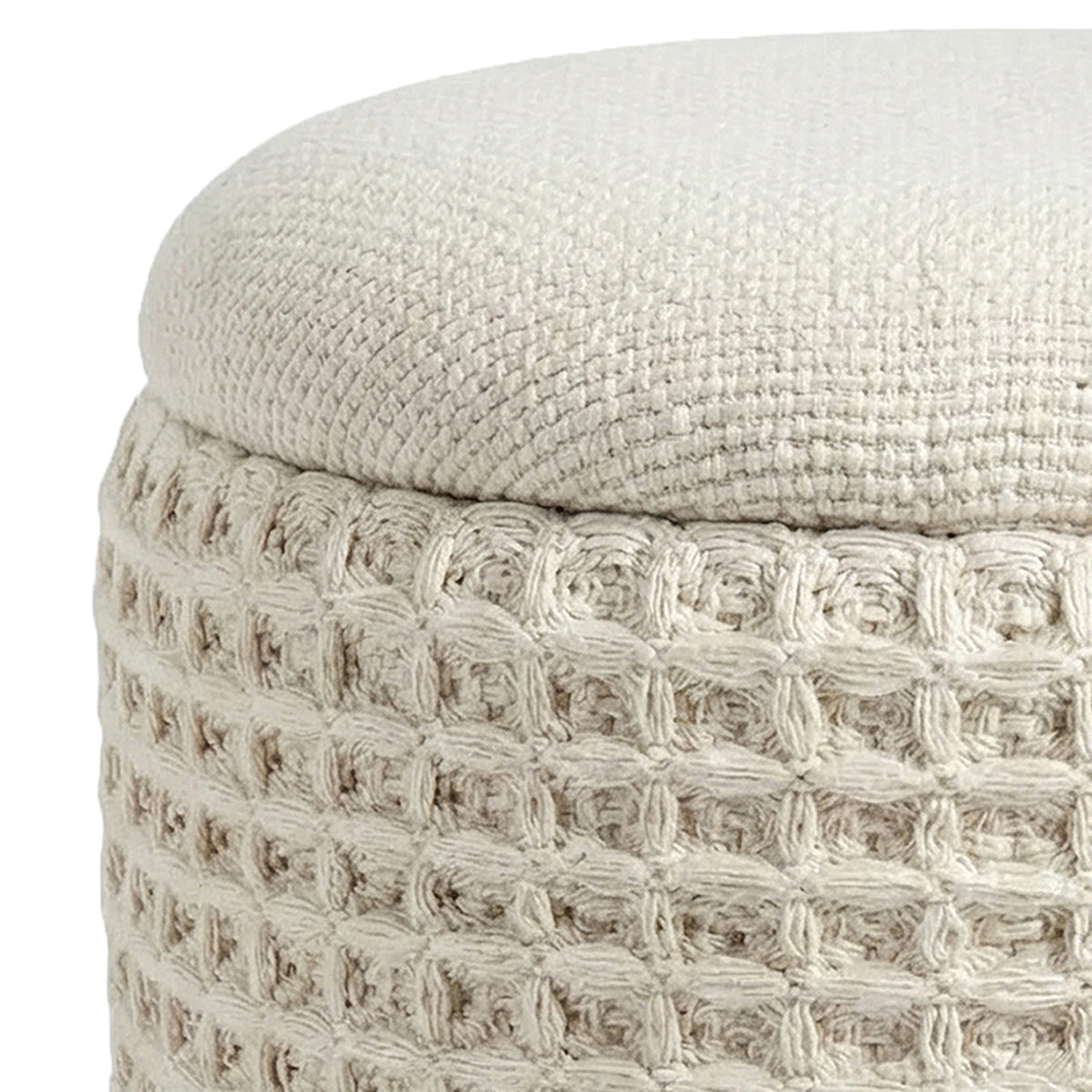 Indigo Round Storage Ottoman (Ivory)