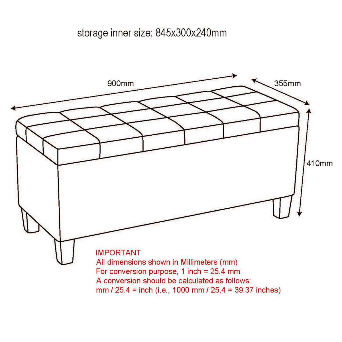 Sonos Storage Ottoman Bench (Stone)