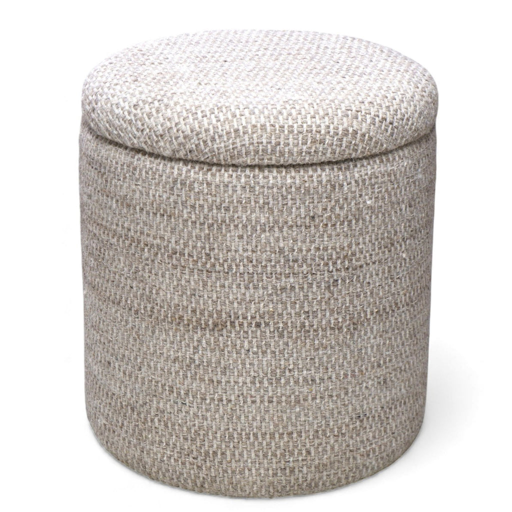 Dalia Round Storage Ottoman (Beige)