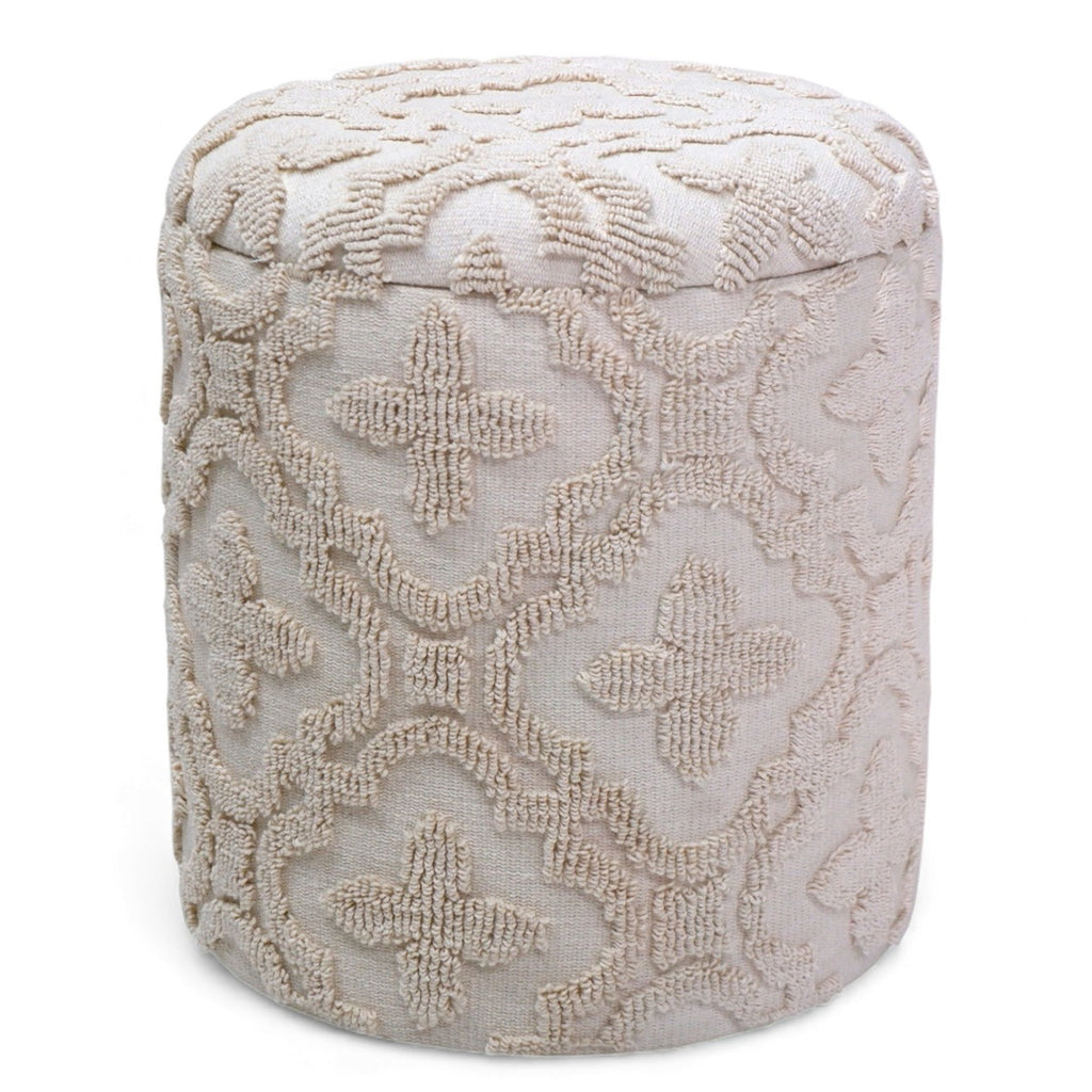 Magnolia Round Storage Ottoman (Ivory)