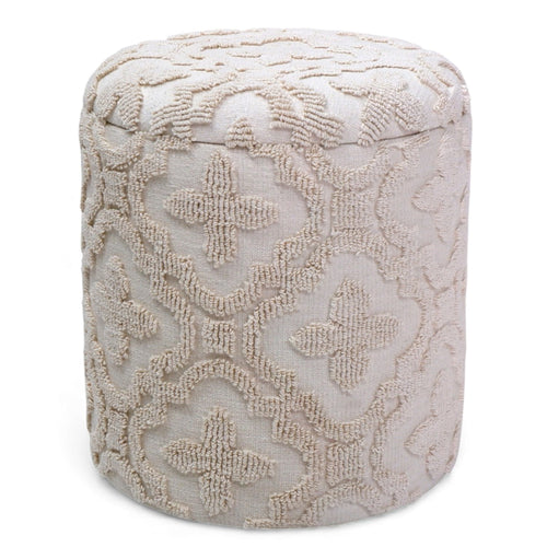 Magnolia Round Storage Ottoman (Ivory)