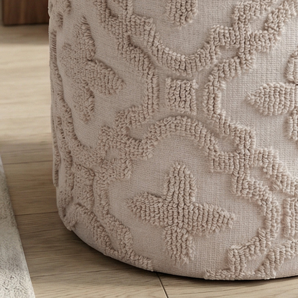 Magnolia Round Storage Ottoman (Ivory)