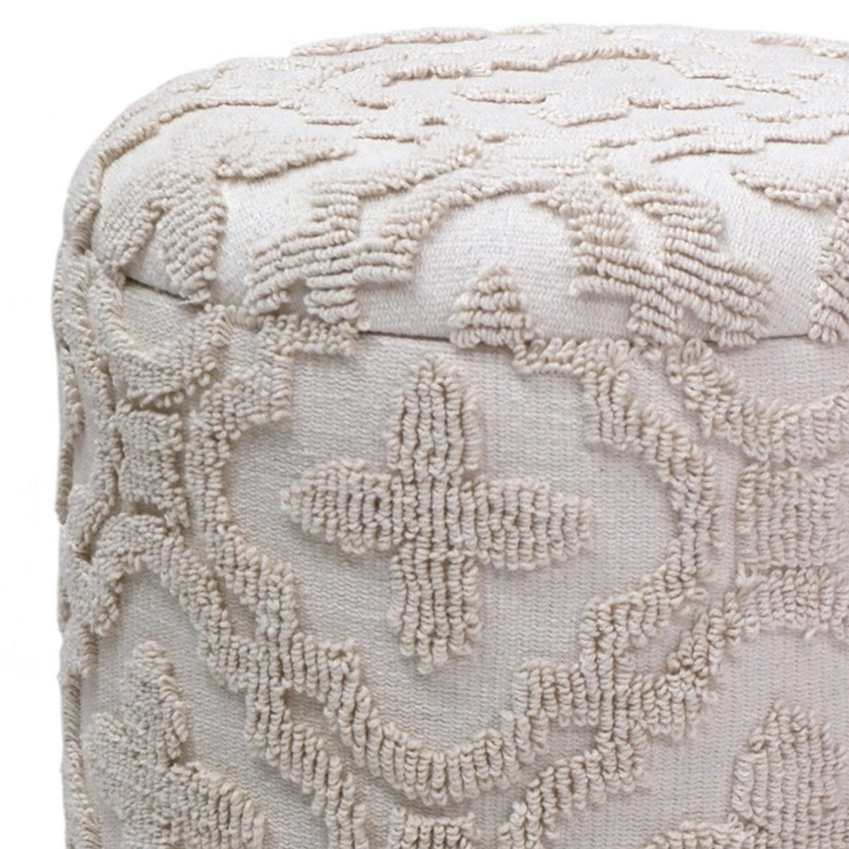 Magnolia Round Storage Ottoman (Ivory)
