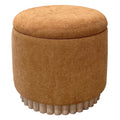 Sadie Round Storage Ottoman (Rust and Natural)