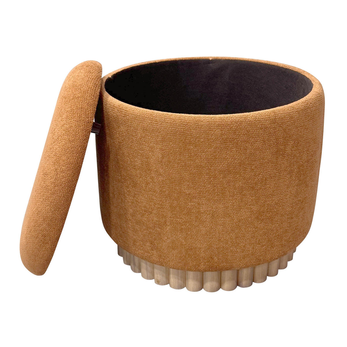 Sadie Round Storage Ottoman (Rust and Natural)