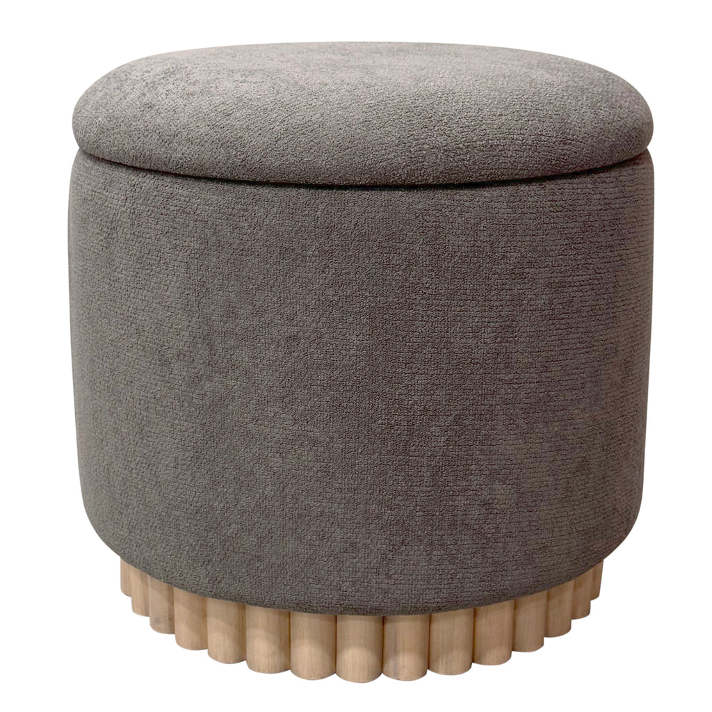 Sadie Round Storage Ottoman (Warm Charcoal and Natural)