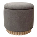 Sadie Round Storage Ottoman (Warm Charcoal and Natural)