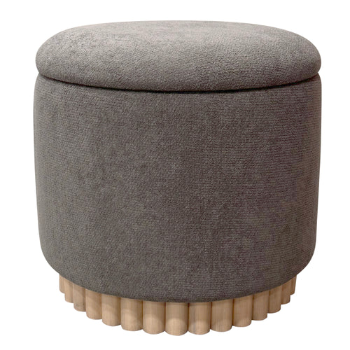 Sadie Round Storage Ottoman (Warm Charcoal and Natural)