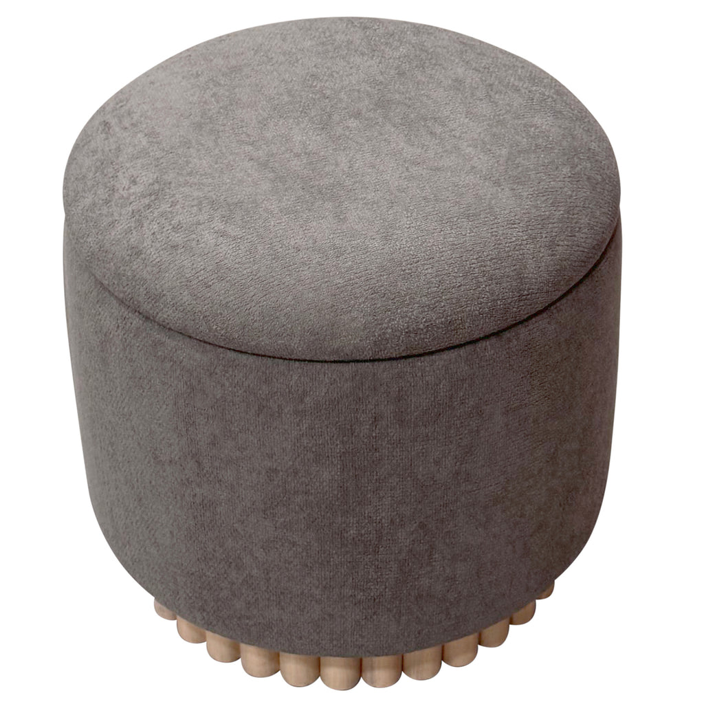 Sadie Round Storage Ottoman (Warm Charcoal and Natural)
