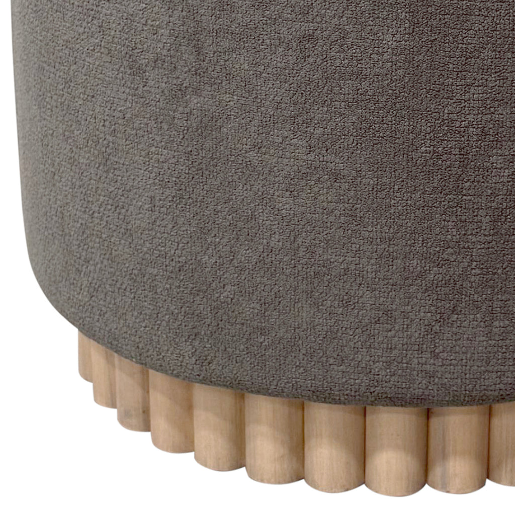 Sadie Round Storage Ottoman (Warm Charcoal and Natural)
