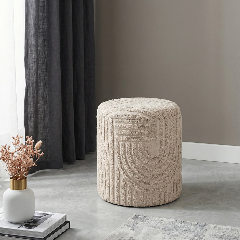 Lullu Round Storage Ottoman (Beige)