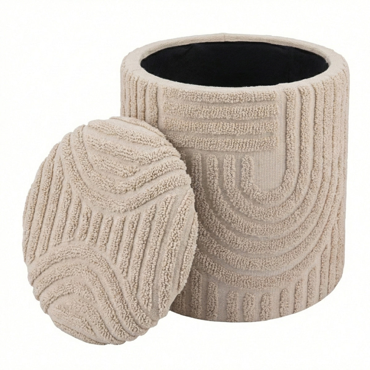 Lullu Round Storage Ottoman (Beige)