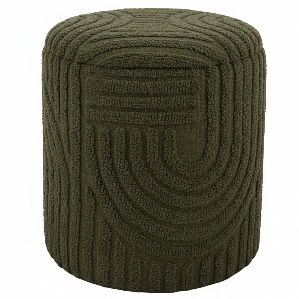 Lullu Round Storage Ottoman (Olive Green)
