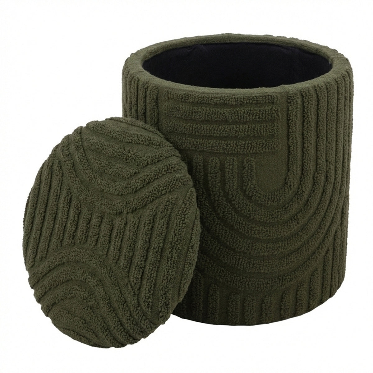 Lullu Round Storage Ottoman (Olive Green)