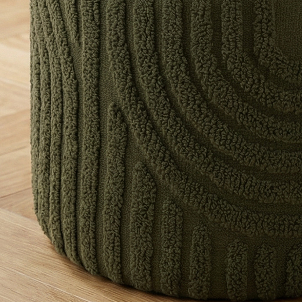 Lullu Round Storage Ottoman (Olive Green)