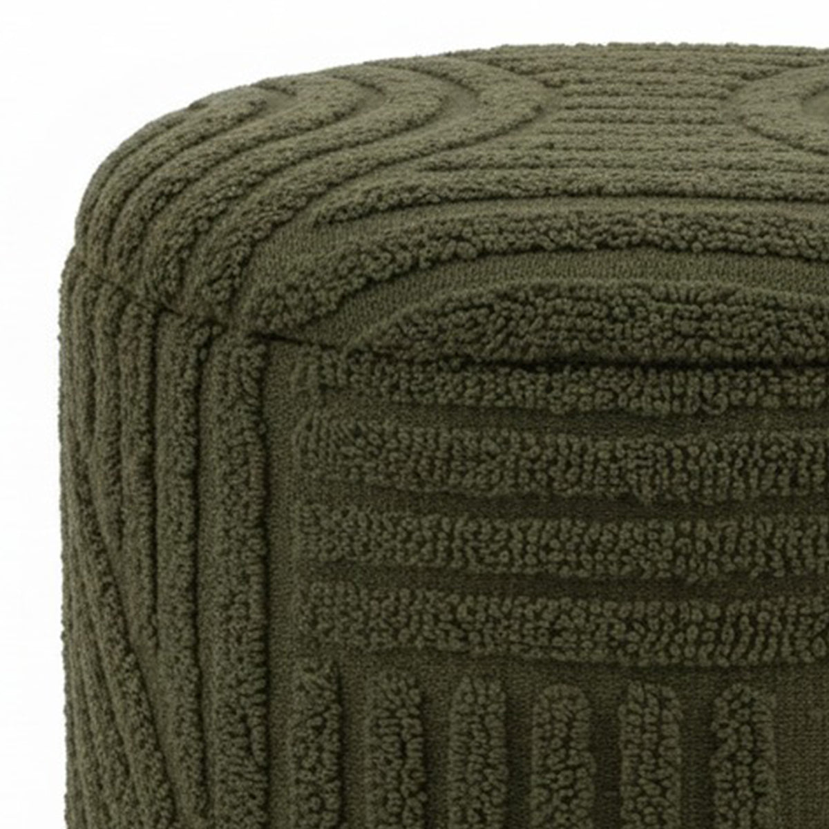 Lullu Round Storage Ottoman (Olive Green)