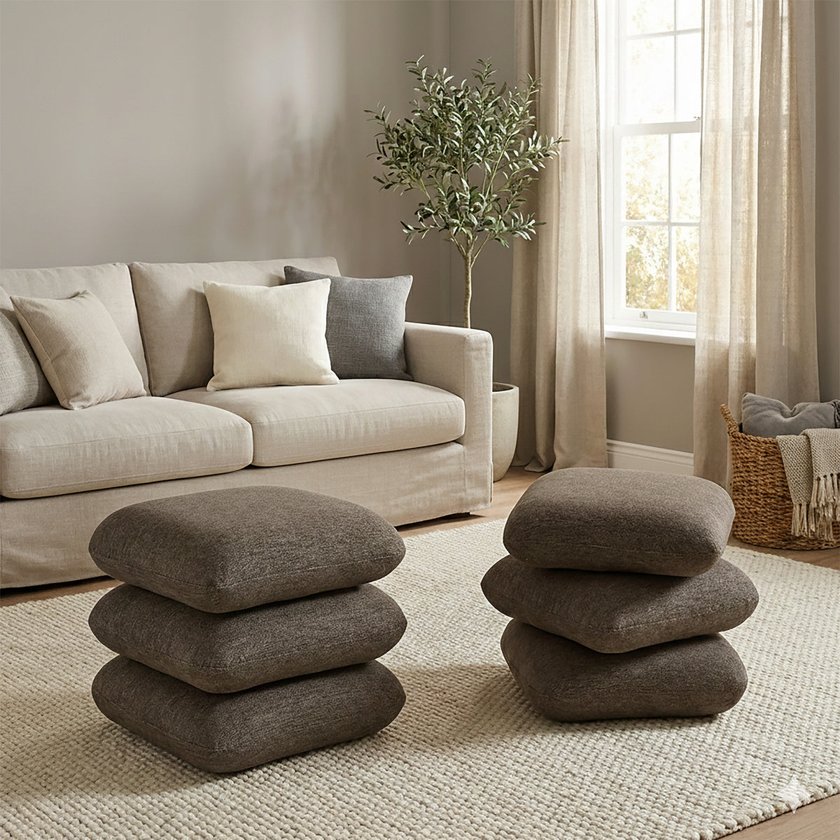 Rylee Square Ottoman (Brown)