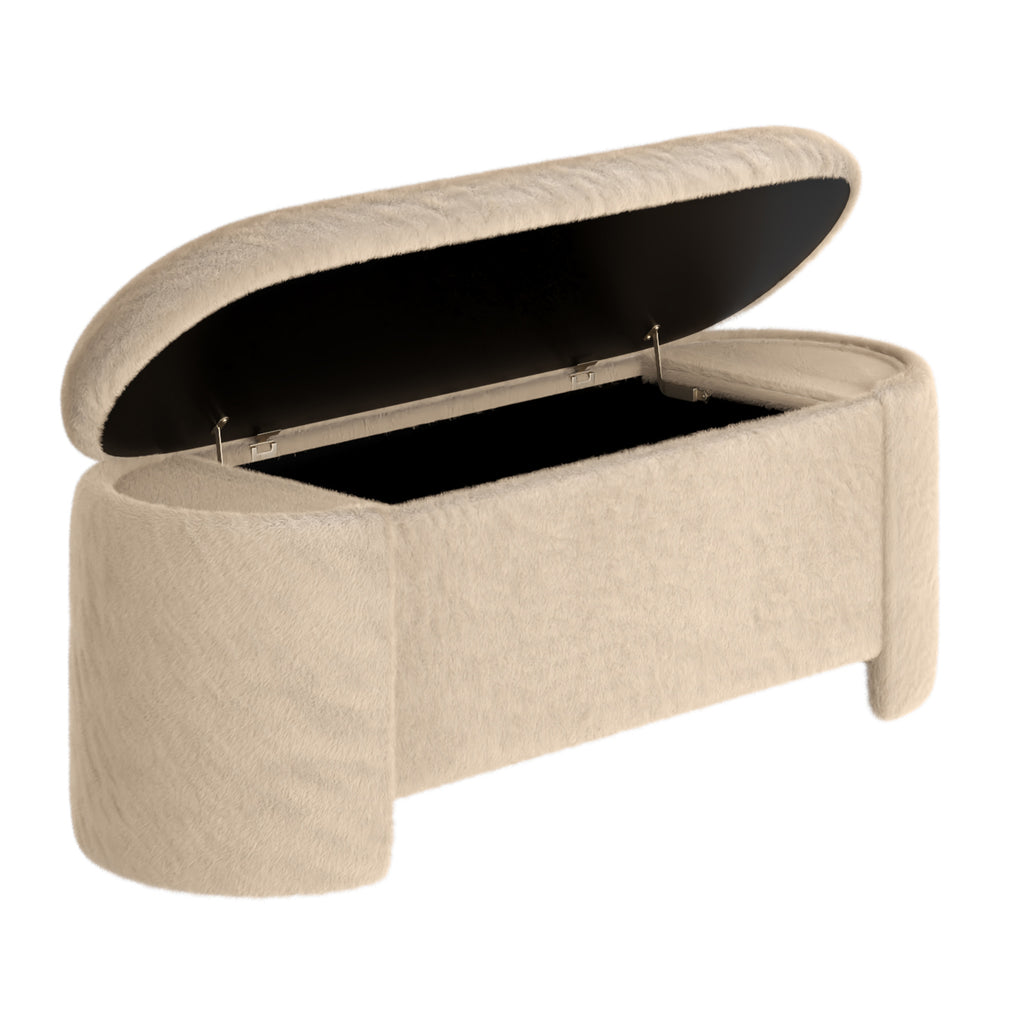Selene Storage Ottoman (Dark Beige)