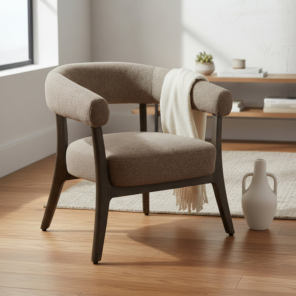 Surin Accent Chair (Brown and Walnut)