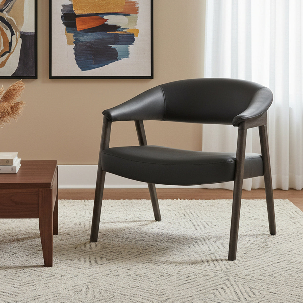 Bexley Accent Chair (Black and Dark Walnut)