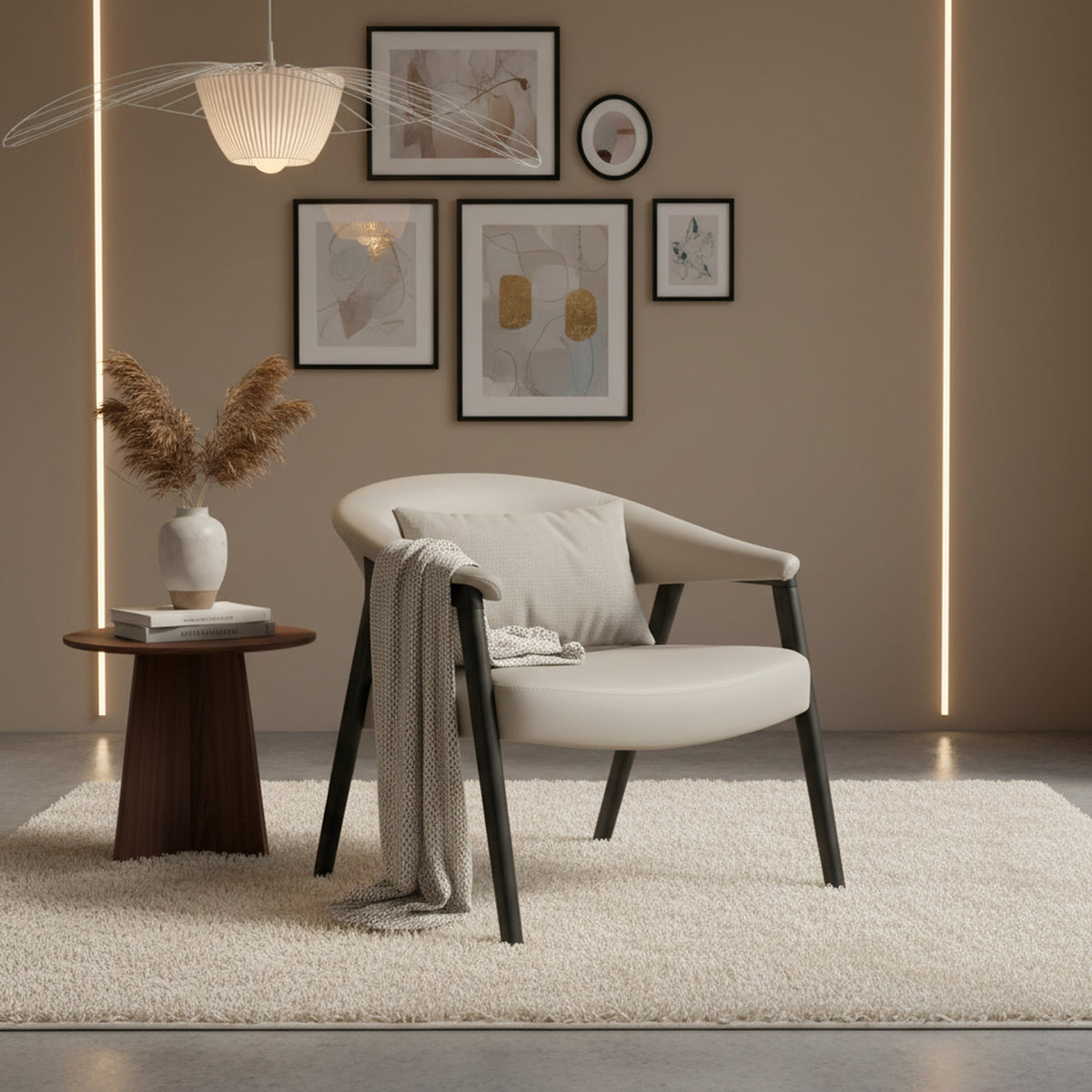 Bexley Accent Chair (Mushroom and Black)
