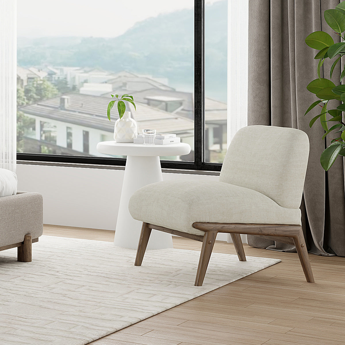 Lisson Accent Chair (Beige and Walnut)