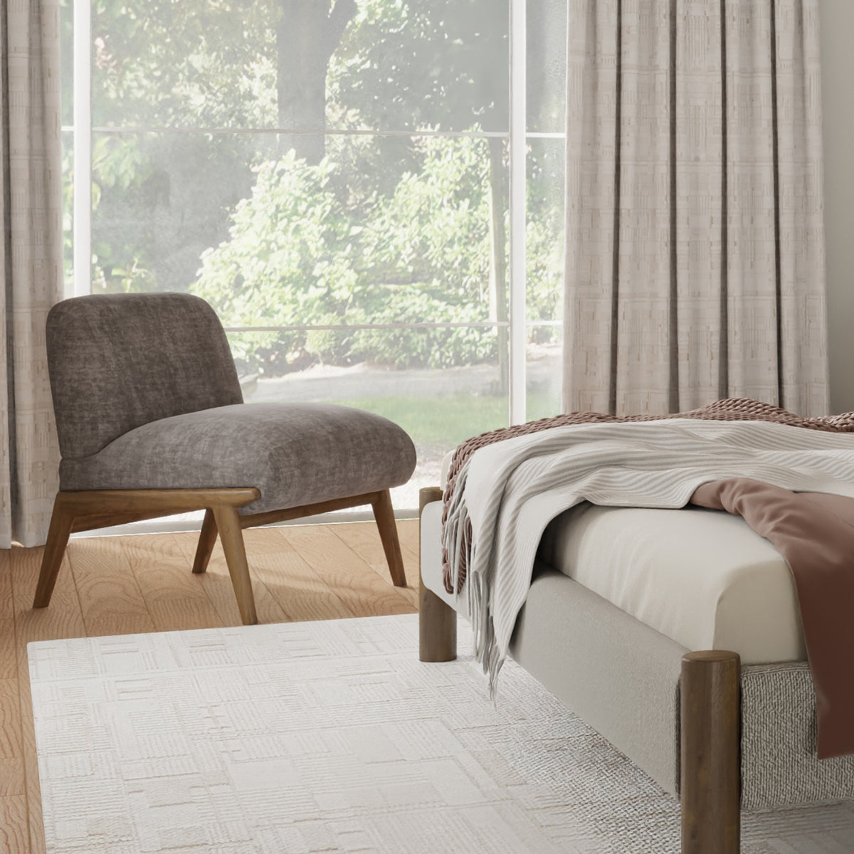 Lisson Accent Chair (Dark Taupe and Walnut)
