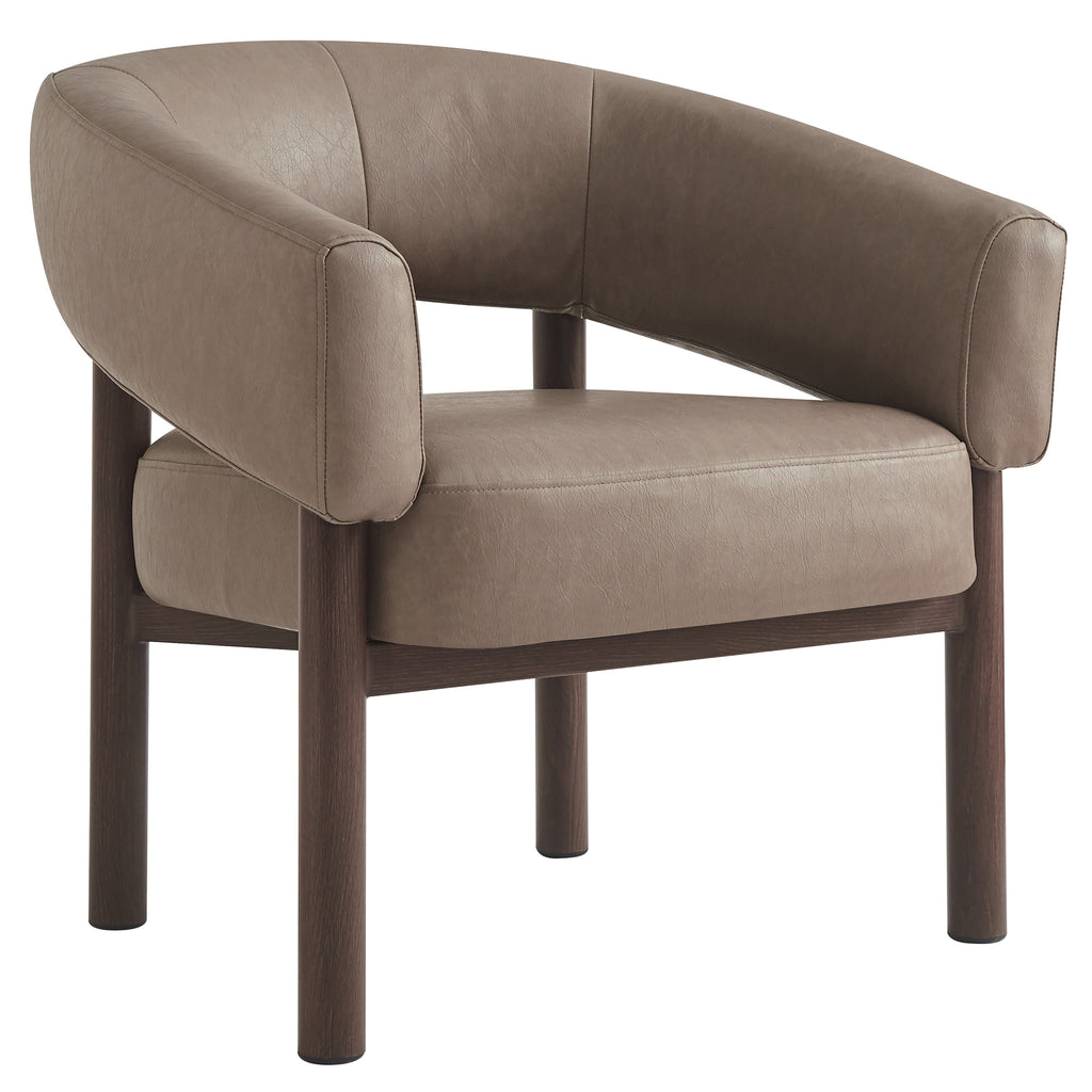 Allegra Accent Chair (Dark Taupe and Walnut)
