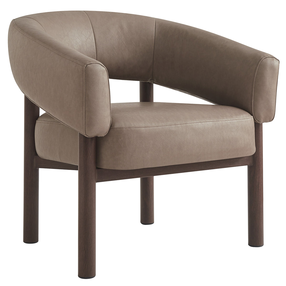 Allegra Accent Chair (Dark Taupe and Walnut)