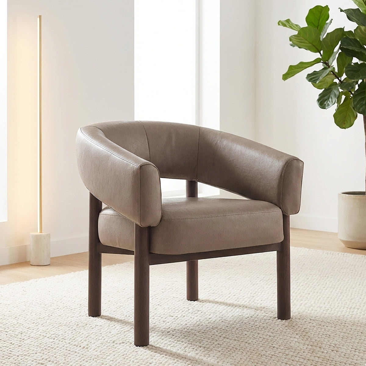 Allegra Accent Chair (Dark Taupe and Walnut)