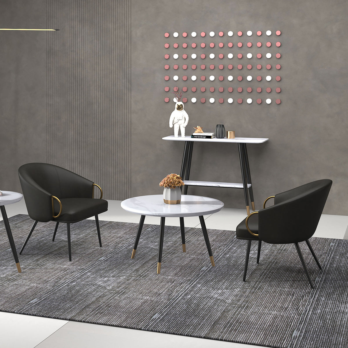 Zita Accent Chair (Vintage Charcoal and Black and Aged Gold)