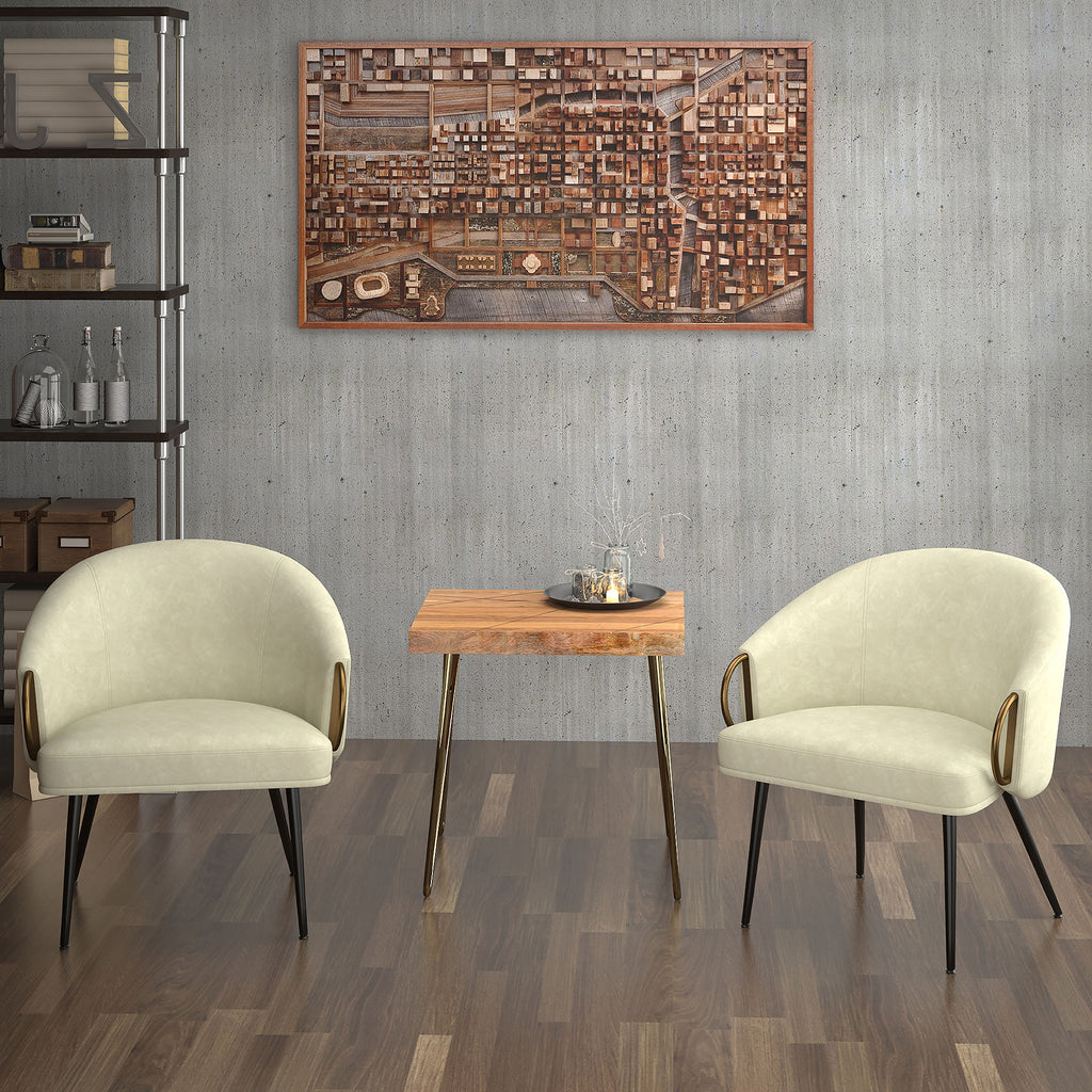 Zita Accent Chair (Vintage Ivory and Black and Aged Gold)
