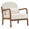 Fani Accent Chair, Fabric (White Boucle and Walnut)