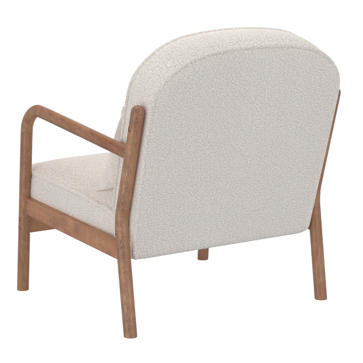 Fani Accent Chair, Fabric (White Boucle and Walnut)