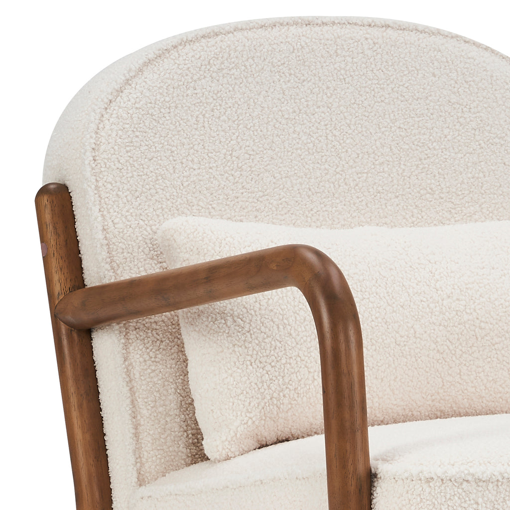 Fani Accent Chair, Fabric (White Boucle and Walnut)