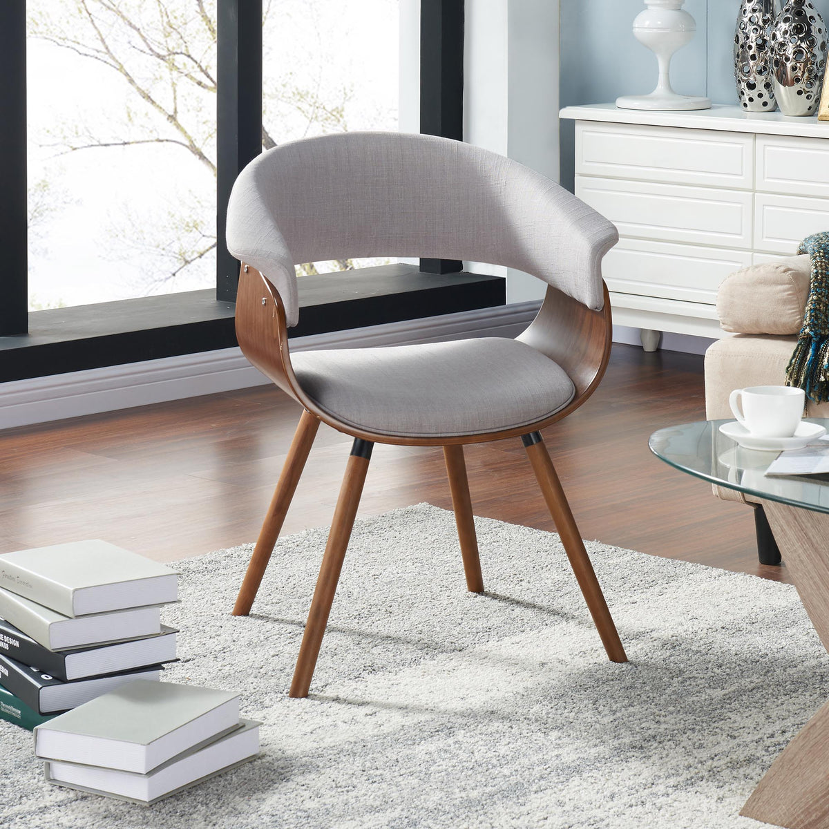 Holt Accent and Dining/Lounge Chair (Grey and Walnut) (Set of 2)