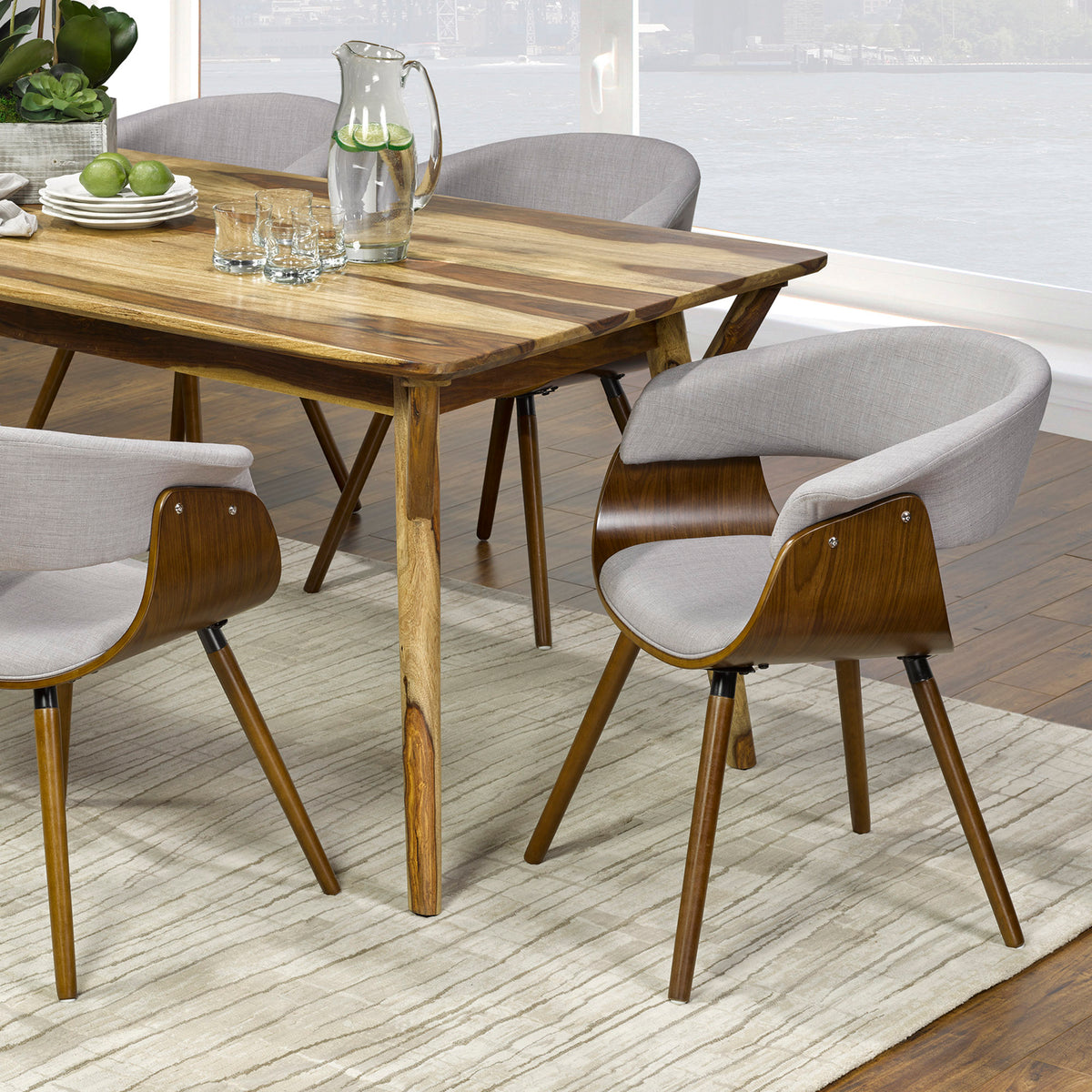 Holt Accent and Dining/Lounge Chair (Grey and Walnut) (Set of 2)