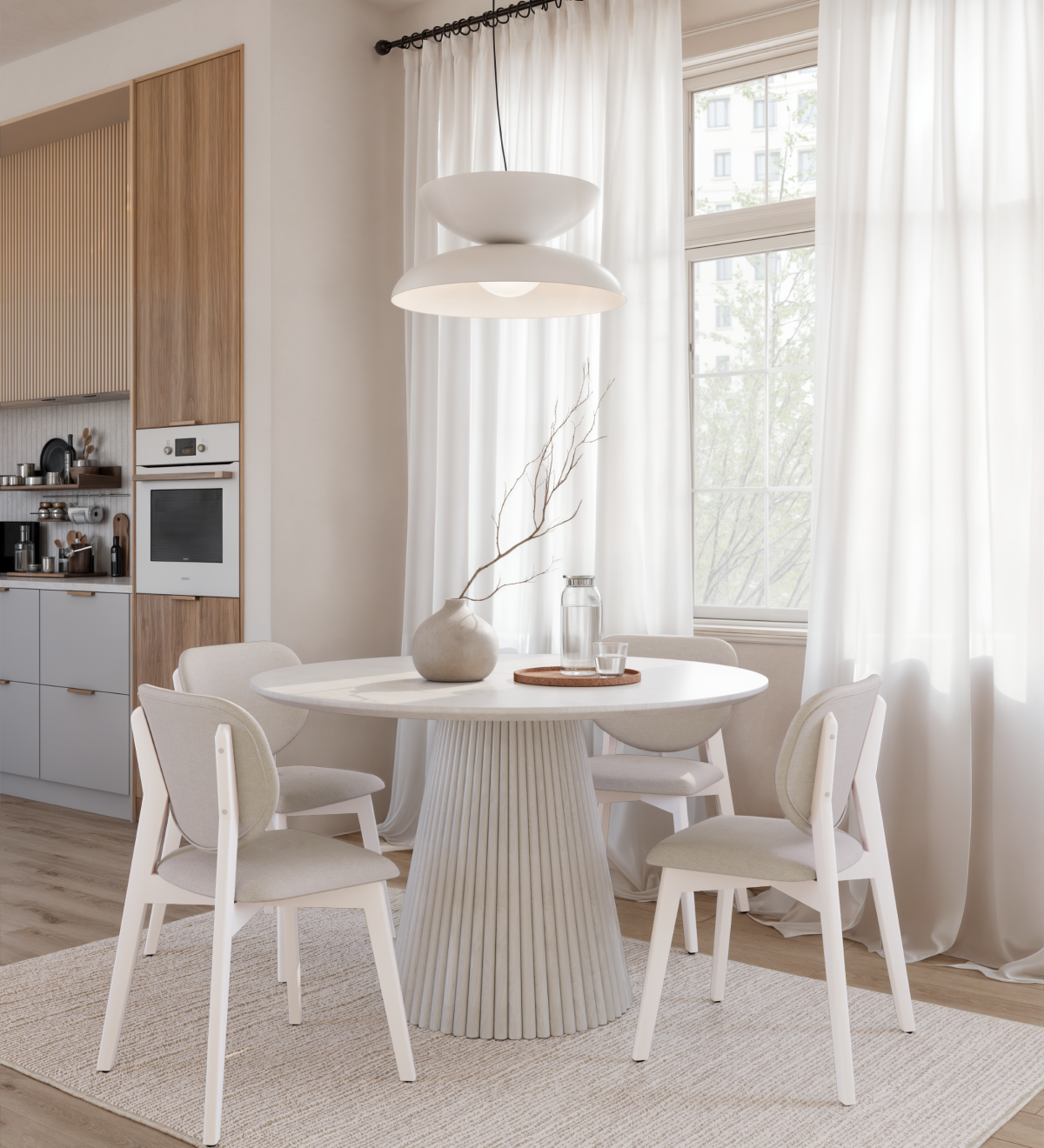 Dining Table (White Wash) - 322117