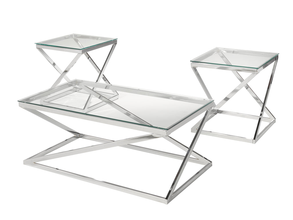 3-Peice Coffee Table Set (Silver)