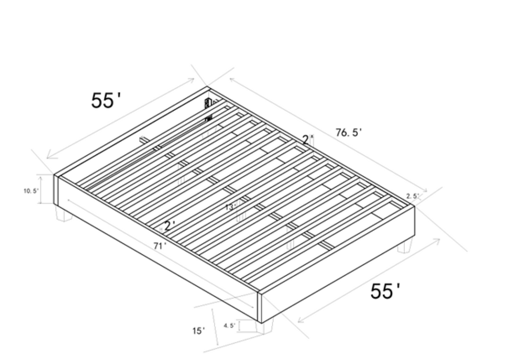 Douglas Full Bed Base (Grey)